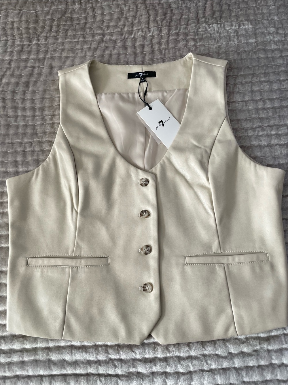 7 For All Mandkind Faux Leather Button Up Vest NWT